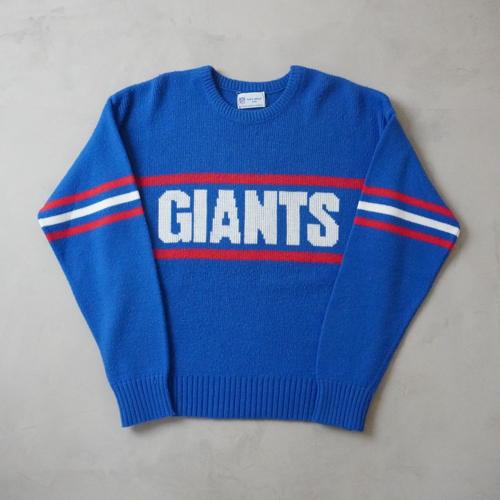 Vintage New York Giants NFL Sweater Medium Mens 80s Blue Knit Striped VTG